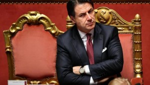 Italian Premier Giuseppe Conte addresses the Senate