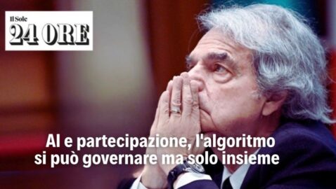 R.BRUNETTA (Editoriale su ‘Il Sole 24 Ore’): “AI e partecipazione, l’algoritmo si può governare ma solo insieme”